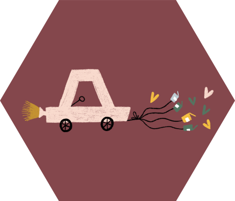 Hexagon sticker trouw auto | 30 stuks